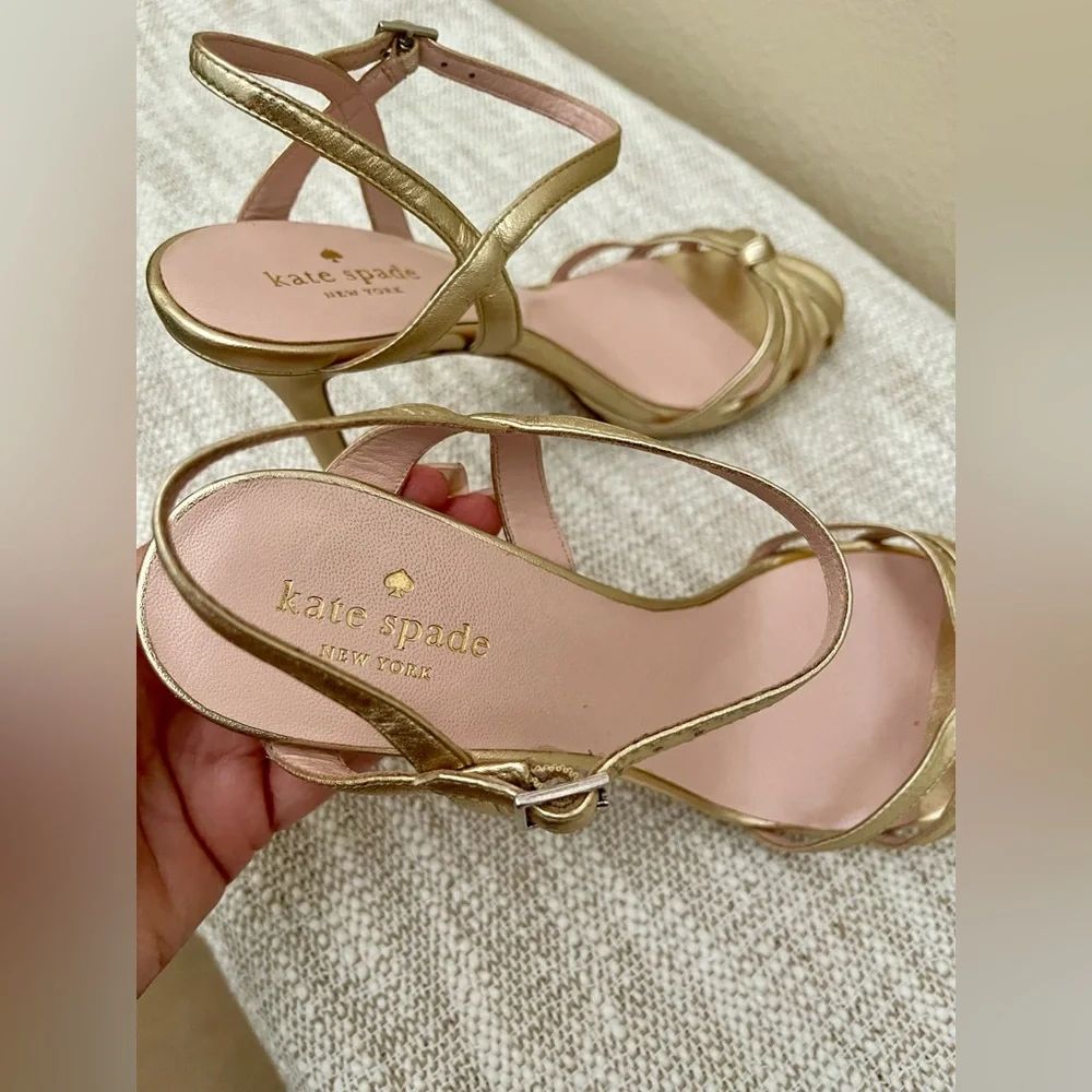 KATE SPADE “Florence” Gold Strappy Heels - Picture 9 of 12